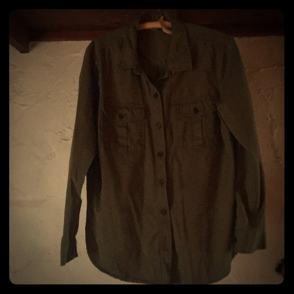 Army green button up
